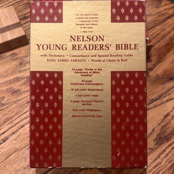 Nelson Young Reader's Bible NIB 1972 #114Z Zipper W/ Cross Black Faux Leather - Picture 1 of 12